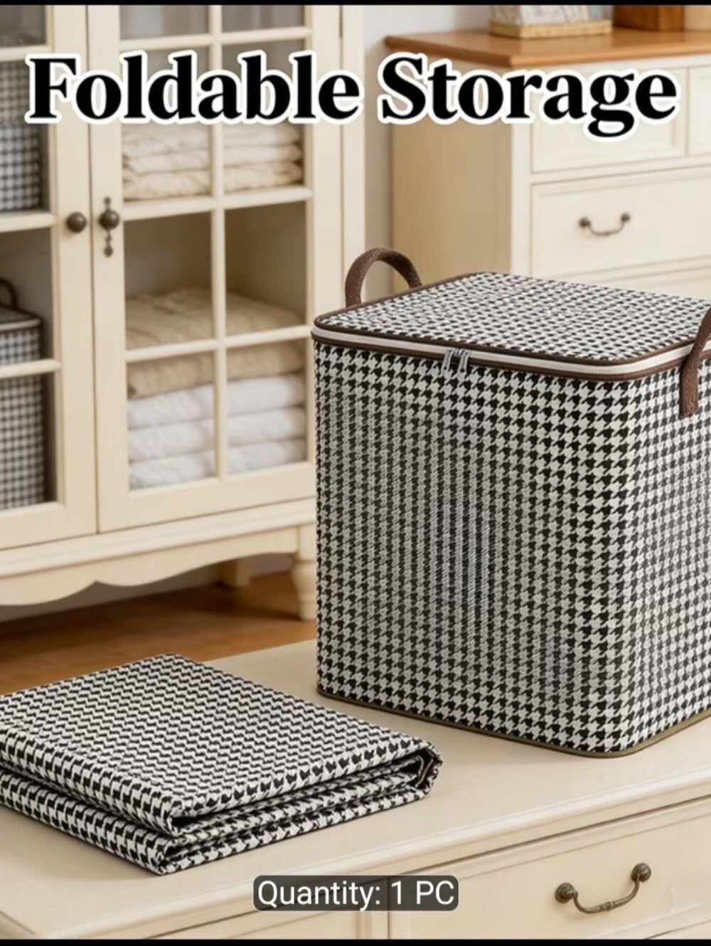 NIP HERRINGBONE 220 LITERS zip closure closet organizer storage bag box